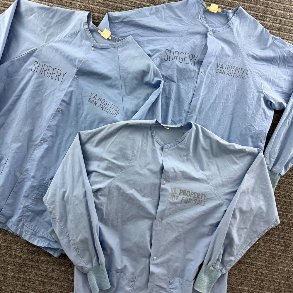Vintage Fashion Seal Scrub Jacket Lot of 3 Blue VA Hospital San Antonio Surgery